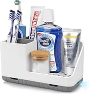 songear Electric Toothbrush Holder for Bathroom Storage, Kids Toothbrush and Toothpaste Holders, Bathroom Caddy Organiser for Bathroom Accessories (Grey)