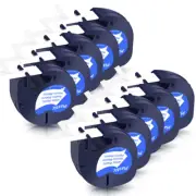 Compatible Dymo LetraTag Refill 91331 Plastic White Label Tape 12mm LT100H 10PCS