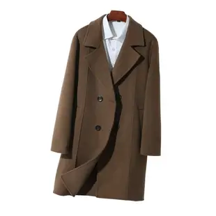 米蘭精品 羊毛大衣毛呢外套-雙面呢中長版純色雙排扣男外套2色74bi7