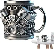 Stainless Steel Mug - 300ml Coffee Travel Mug,Flask Leakproof Wide Mouth Water Bottle Engine Design for Gym Hiking Picnic Camping Outdoor Activities Travel