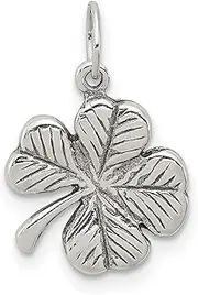 [JewelryWeb] 925 Sterling Silver Solid Polished Artisan Oxidized 4 leaf Clover Charm Pendant Necklace Measures 20x8mm Wide