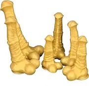5 Size BDSM Silicone Golden Dildos with Strong Suction Cup Monster Dildo Big Horse G-Spot Giant Dildo Anus Dilator Anal Dildo Anal Plug Sex Toys for Women Men(Gold,XXXL)