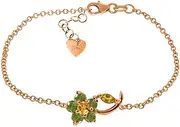 [Galaxy Gold GG] 0.87 Carat 14K Solid Rose Gold Flower Bracelet Citrine Peridot