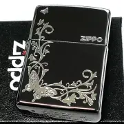 Zippo Oil Lighter Butterfly Design Black Silver Regular Case 2BKS-BUT Japan