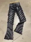 Icy JEANS Thrashed Distressed Stacked Flare Streetwear Denim Men's Size 30