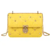 Youth Ladies Simple Versatile Bag Women Lattice Pattern Crossbody Bag Lady Pu Leather Flap Stars Purse Shoulder Pouch