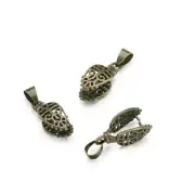 50pcs Antique Bronze Brass Leaf Pinch Bails Filigree Ice Pick Pendant Bail 24mm