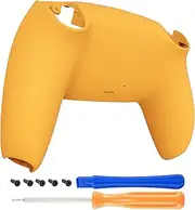 eXtremeRate Caution Yellow Soft Touch Grip Custom Back Bottom Shell Compatible with ps5 Controller, Replacement Back Shell Cover Compatible with ps5 Controller