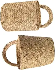 MERRYHAPY 2pcs Woven Storage Basket Large Organizing Willow Wall Baskets Rattan Decor Wicker Storage Basket Mounted Wall Wicker Basket Hanging Basket for Storage Jute Hampers Khaki Seaweed