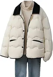 [Mkjuuior] Winter Duck Down Jacket Women's Ultra-Lightweight Quilted Jacket Autumn Casual Short Patchwork Parka
