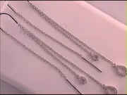 14k White Gold Round Diamond Dangle Threader Earrings 1/8 Cttw