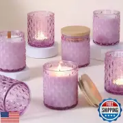 MATAHUM 8 Pack Purple Candle Jars for Making Candles, 7 OZ Empty Glass Candle