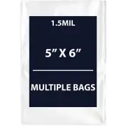 1.5Mil 5" X 6" | LDPE Clear Flat Poly Bags, Flexible & Durable | Multiple Bags