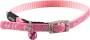 Rogz Sparklecat Reflective Pin Buckle Cat Collar Pink Extra Small with Safety...