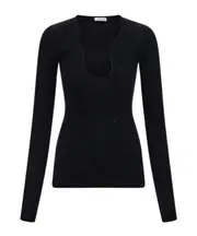 Ferragamo Shaped Neck Knitted Top S,XS black