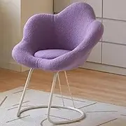 Elegant Floral Vanity Stool with Cushioned Backrest and Metal Legs Perfect Makeup Chair for Living Room Bedroom Vanity Purple Beauty Accent Piece
