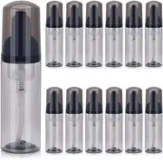 ASEVAT 12 Pcs Empty Foaming Pump Dispenser, 2 oz Refillable Lash Shampoo Bottles with Pump Mini Foam Pump Bottle for Hand Soap, Lash Cleanser(Clear Black)