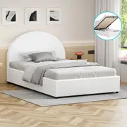 ALFORDSON Bed Frame Single Size Gas Lift Base With Storage White Leather HOWELL