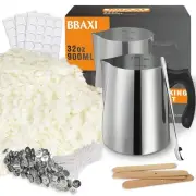 Candle Making Kit - 32oz Pouring Pot, 16oz Soy Wax, Wooden Wick Holders, Cand...