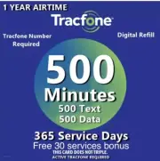 TracFone 1 Year Service Plan - 365 Days + 500 Minutes/ 500 Text/ 500 Data