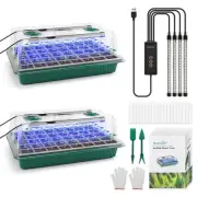 Seed Starter Tray with Grow Light,2 Pack 80 Cells Seedling Tray Kit with Humi...