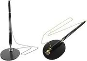 Operitacx 2 Set Counter Pen Holder Chain Adhesive Pen Stand for Reception Desk Black Ink Pen