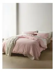 [Vue] Stonewashed Cotton Quilt Cover Set in Pastel Pink