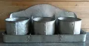Farmhouse WALL SHELF ORGANIZER Galvanized BIN Bucket Vintage Storage Bucket Pots