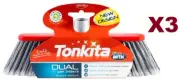 3 SCOPA TONKITA ARIX DUAL PER INTERNI INDOOR BROOM SETOLE MORBIDE E SEMI-RIGIDE