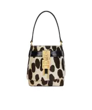 Micro Shark Lock bucket bag in leopard print pony leather One size Black