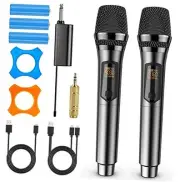 Rechargeable Wireless Microphones,UHF Dual Handheld Dynamic Mic Dual Mic