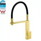 Brushed Gold Square Pull Down Swivel Spout Kitchen Sink Mixer Laundry Faucet Tap