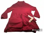 Red Cotton Linen XXL Plus New w Tags Chinese Asian Mandarin Collar 2-Piece Set