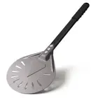 Pizza Turning Peel 8 Inch Round Aluminum Perforated Pizza Peel Turner with Me...