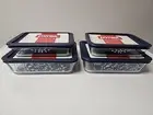 Pyrex Glass Storage Bowls with Blue Lids Prairie Garden Blue Flowers Set Of 4