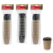 36x Lemon & Lime Coffee Cups 280ml Drink Takeaway Cup Ripple Wall w/ Lids Asst.