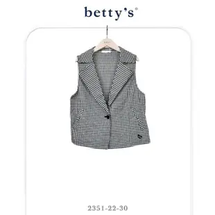 【betty’s 貝蒂思】蝴蝶結口袋格紋抽皺西裝領背心(黑色)