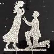 Engagement Silhouette Proposal Rhinestone Cake Topper Wedding Crystal Bling