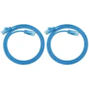 2x Cruxtec RF6A-030-BL Ultra-Thin CAT6A U/UTP Ethernet Power Cable Blue 3m