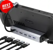 6-in-1 Docking Station for Steam Deck OLED/ROG Ally 4K@60Hz HDMI USB-C HB060
