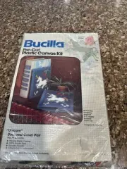 Bucilla "Unicorn" Metal Bookend Cover Pair kit #4338 plastic canvas New Vintage