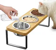 Elevated Cat Bowls with 3 Stainless Steel Bowls | 10° Tilted Anti-Vomiting Raised Cat Food Bowls for Small Cats and Puppies Pet Bowls with Stand