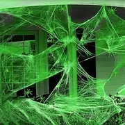 Spider Web Decoration - Creepy Decor Glow-in-The-Dark Artificial Spider Web | White Stretched Light up Fake Spider Web with 60 Fake Spiders, Halloween Home Decoration for Indoor Outdoor