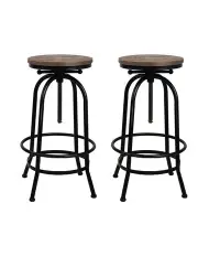 [Artiss] Retro Wooden x2 Bar Stools Bar Chairs in Black