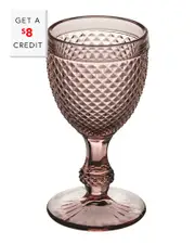 Vista Alegre Bicos Set of 4 Pink Water Goblets with $8 Credit