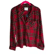 NWT ABERCROMBIE & FITCH Red Plaid Ladies Christmas Pajama Top, M