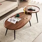 Irregular Living Room Coffee Table Set Small Drop-Shaped Solid Wooden Sofa Side