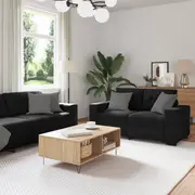 3 Piece Sofa Set with Cushions Black Velvet vidaXL