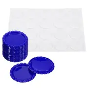 20Set 1" Flat Decorative Bottle Caps Craft Pendant with Clear Stickers Dark Blue