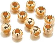 [MURUI] ZP 50-100pcs Dia 4/6/8/10/12mm Big Hole Beads Gold Rhodium Color Spacer Beads for DIY Jewelry Making (Not Metal) Accessories Y1202 (Color : KC Gold, Item Diameter : 4mm x 100pcs)